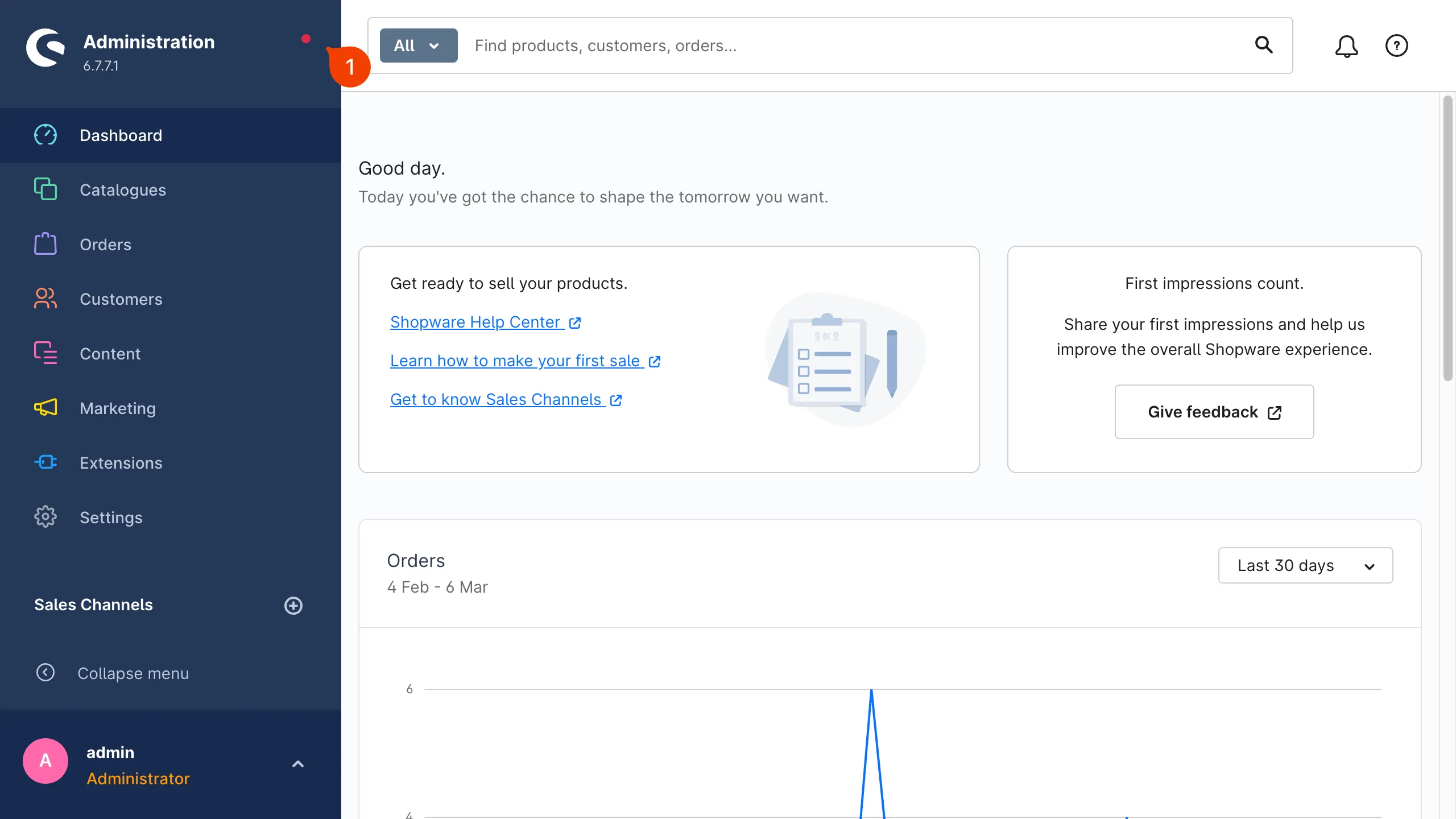 FroshTools öffnet sich auf System-Status