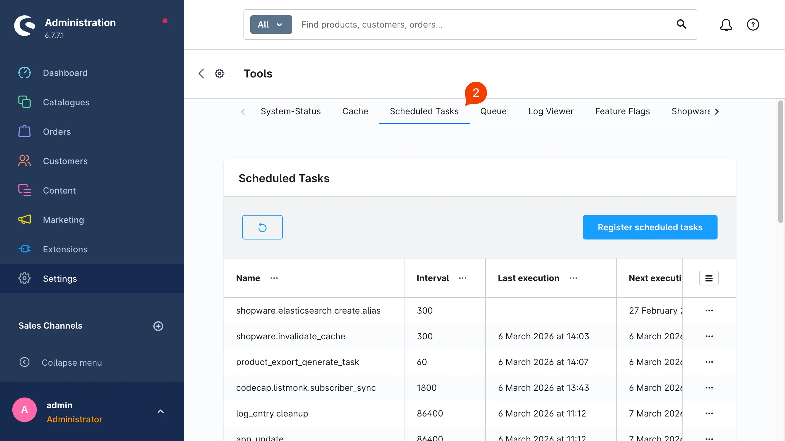 Tab „Scheduled Tasks"